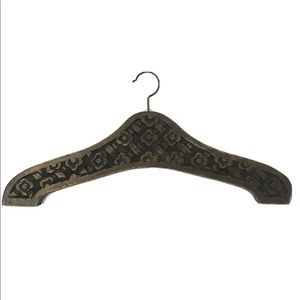 Handcarved Wooden Floral Embossed Clothing Hanger In  Antique Brown